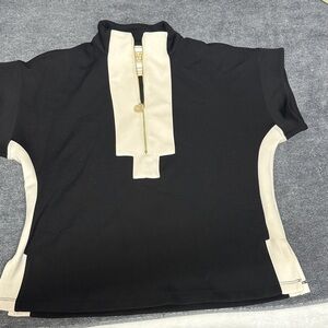 Stylish Poppy Black and Cream Sand Scuba Sophisticated Women's Tunic